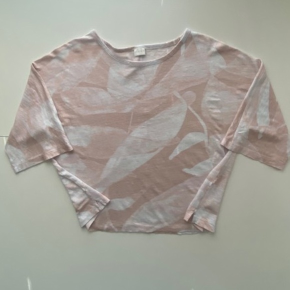 Poetry Linen Cropped Top 3/4 Sleeve Boat Neck Lightweight Size 8 - Picture 11 of 11